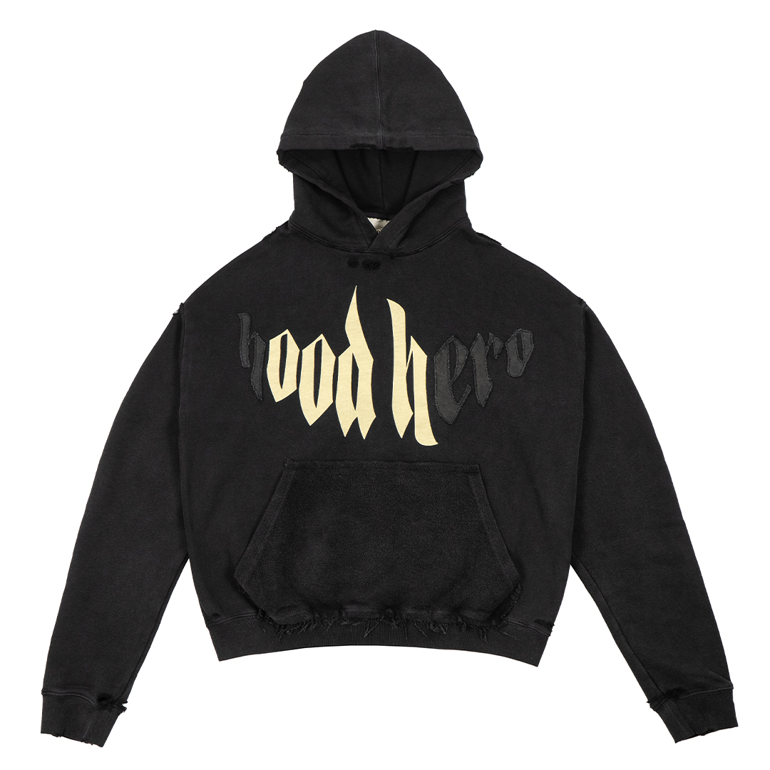 Vintage Hoodie Street Heart - Black